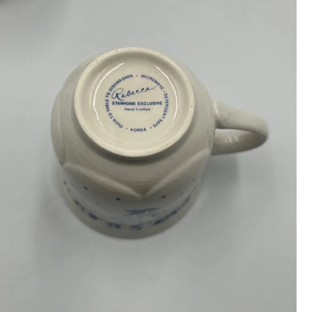 Stanhome Exclusive Rebecca Blue Floral Stoneware 14pc Plate Bowl Mug Set Korea
